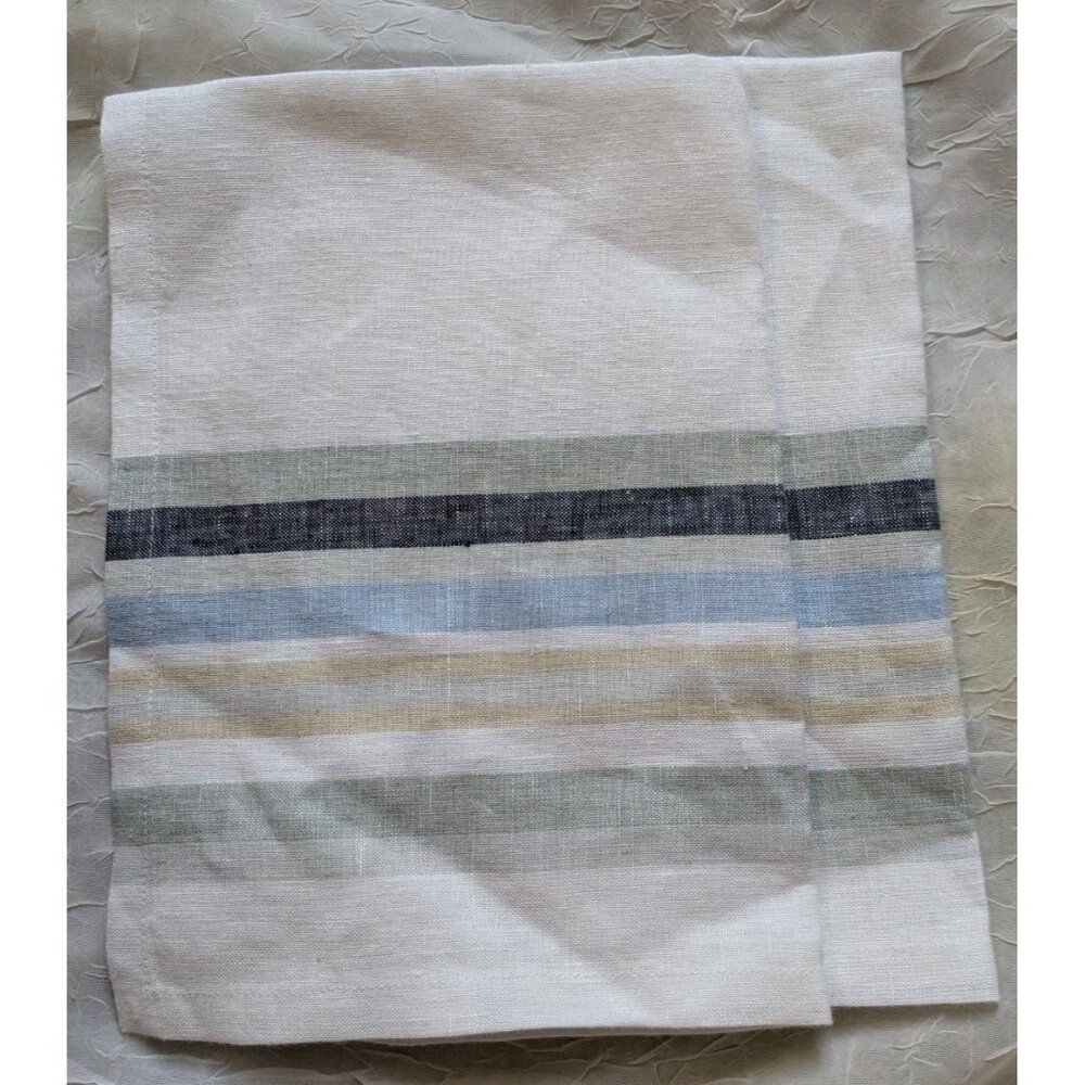 Williams Sonoma Placemats 100% Linen Stripes Kitchen Towel Cloth 14x20 Set Of 2